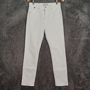CQY white high rise button fly straight leg women's size 28